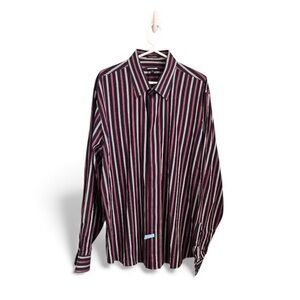 Express 1MX Deep Purple Light Red Striped Dress Shirt Size XXL